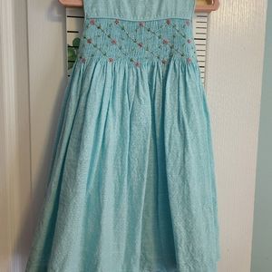 Toddler dress by Edgehill Collection. Turquoise and white with pink, Sz 2T.